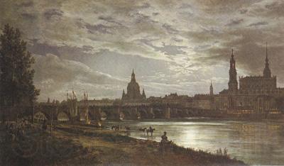 Johan Christian Dahl View of Dresden in Full Moonlight (mk22) Norge oil painting art